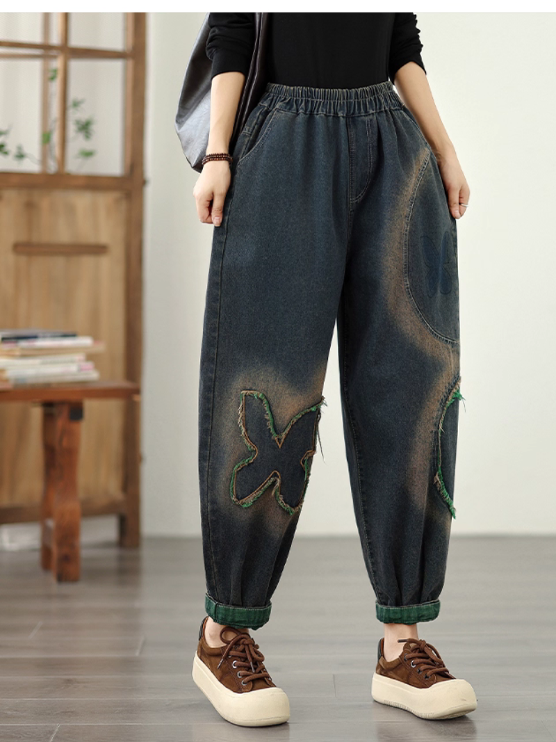 Frauen Sommer Breezy & modernes Blätterblumenfleck losen Boden