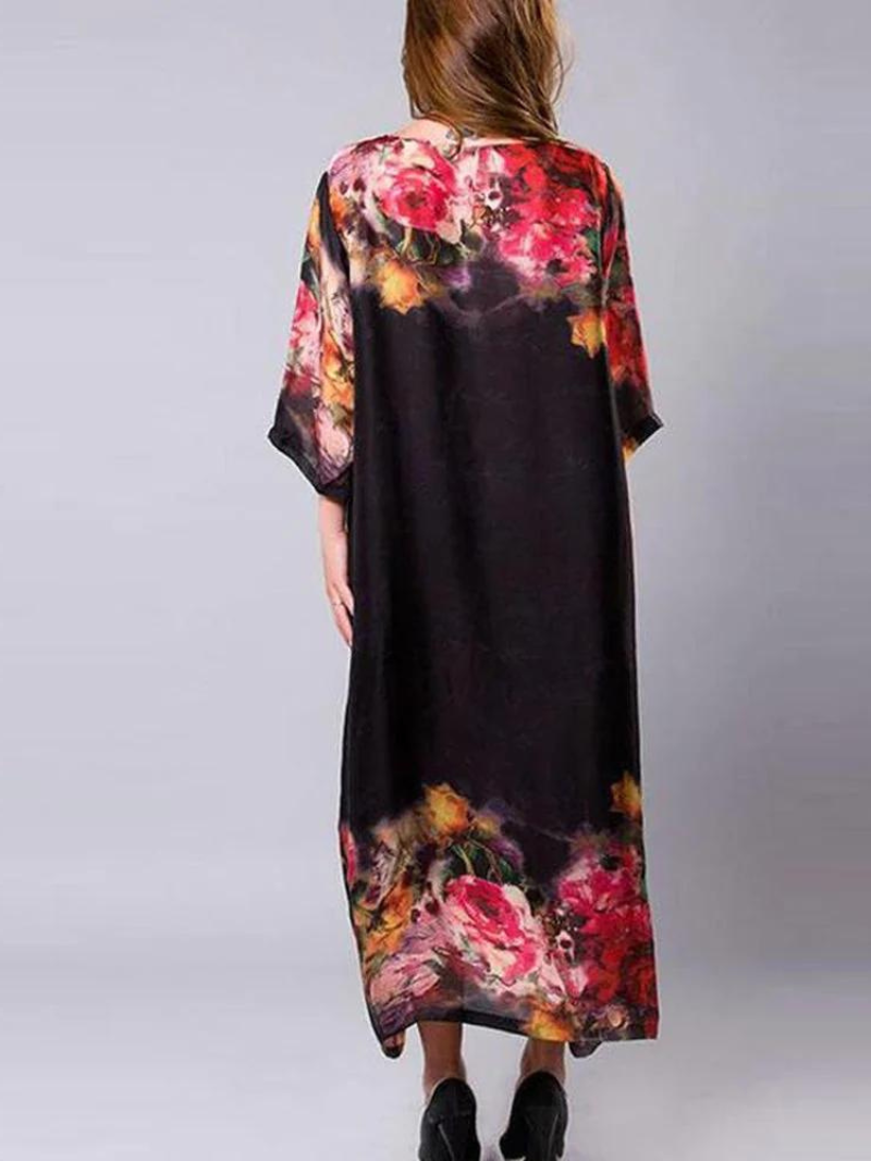 Rose Hem Silk Maxi Dress