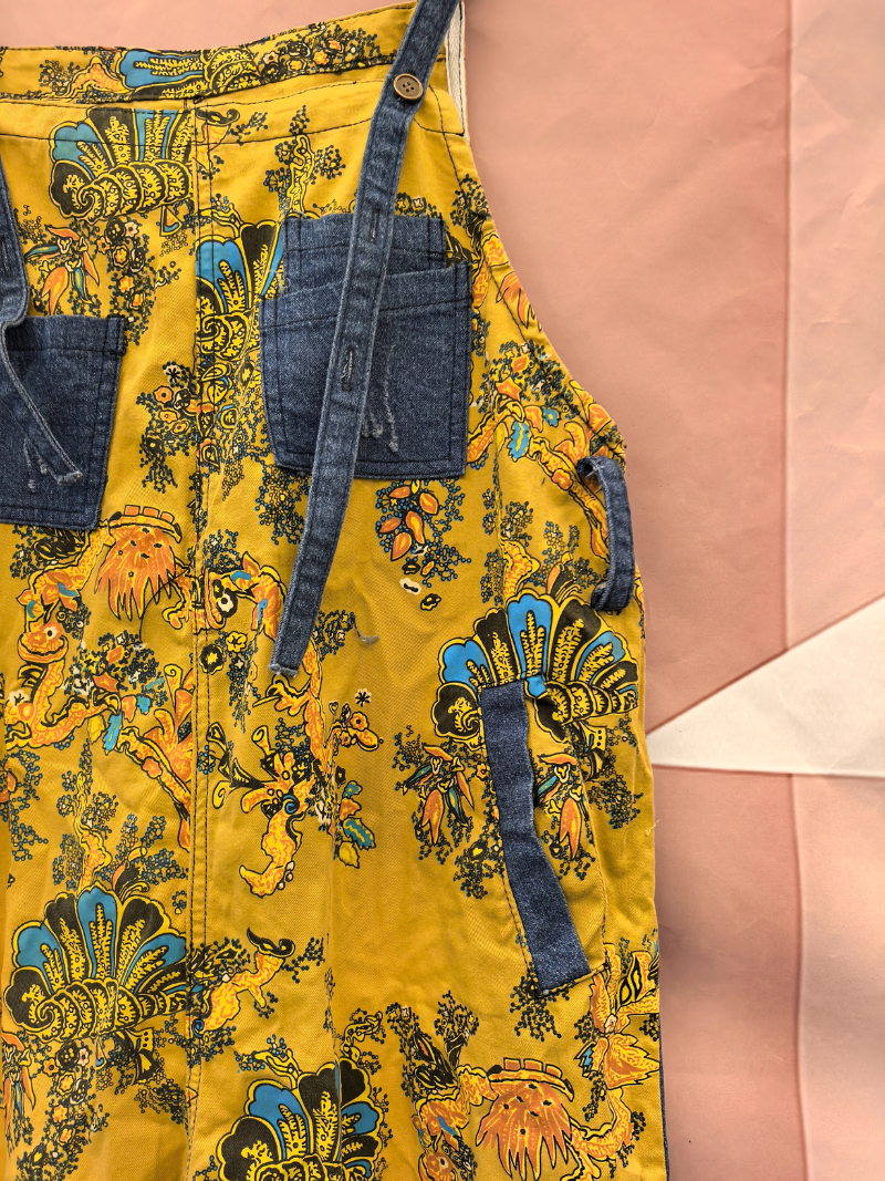 Women's Comfortable Printed Front and Back Pockets Dungarees