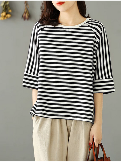 Women's ldeal for Casual Days Striped T-Shirt Top