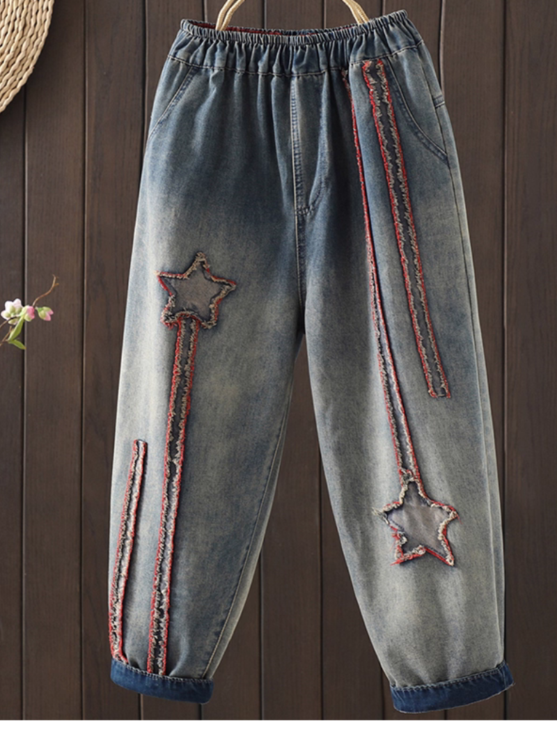 Women's Summer  Stylish Edge Patchwork Versatile Loose Bottom