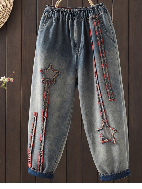 Women's Summer  Stylish Edge Patchwork Versatile Loose Bottom