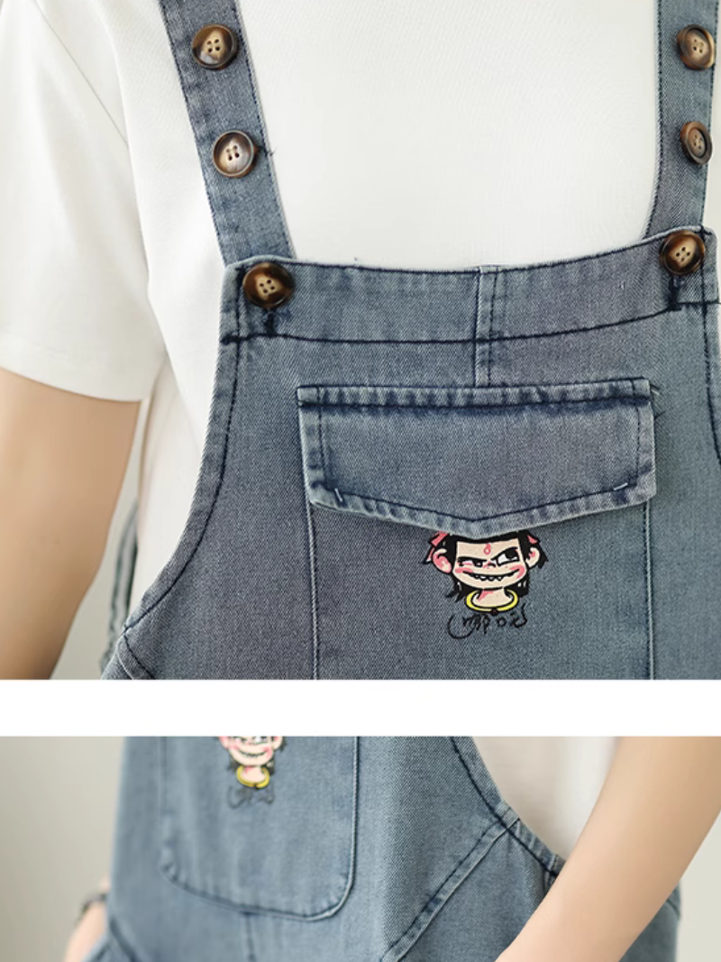 Women’s Beautiful  Light Wash Boho Bloom Dungarees.
