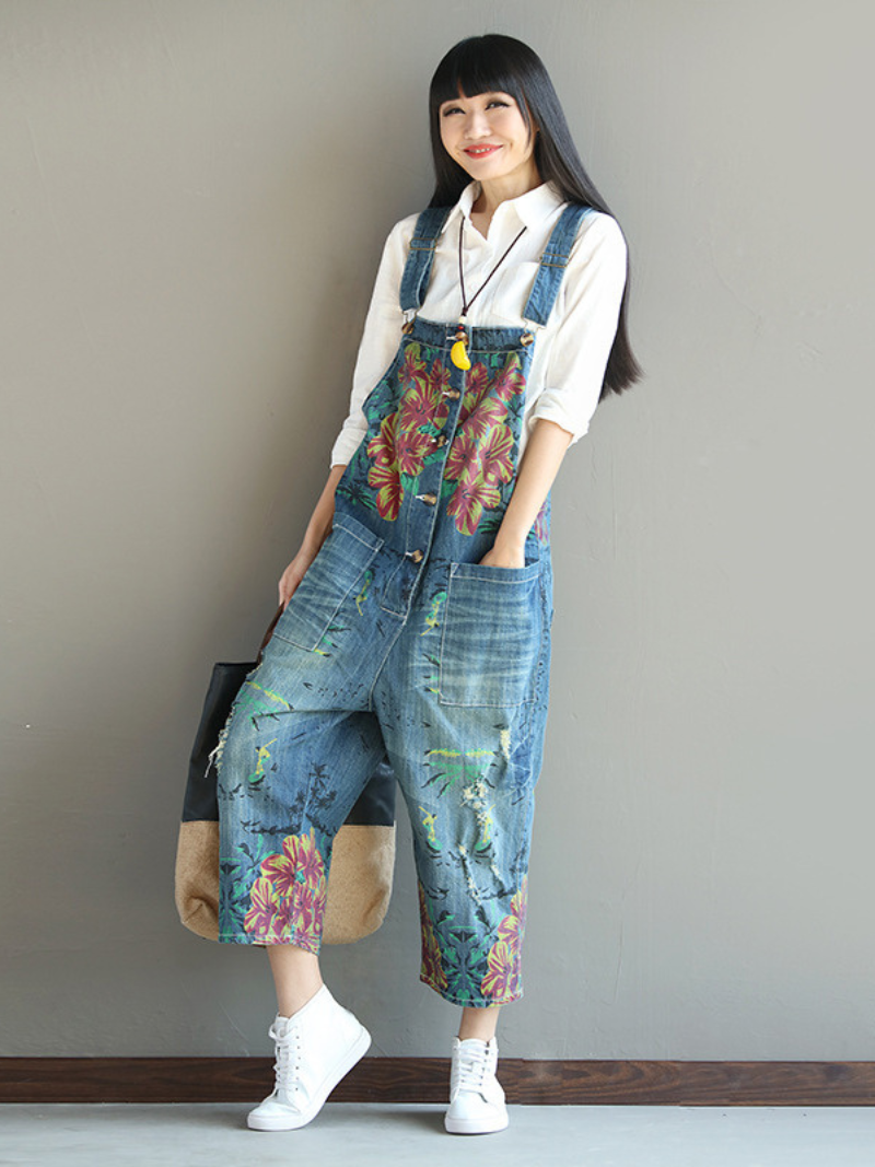 Women's Daily Wear and Outing style Printed Overall Dungarees