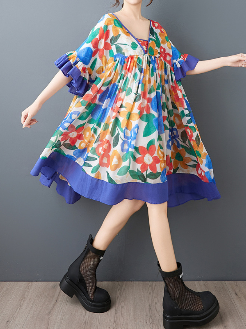 Women's Cool & Stylish Beautiful Summer Floral Printed Midi- Dress