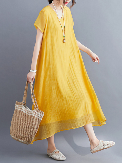 Women's Yellow A-line Dress