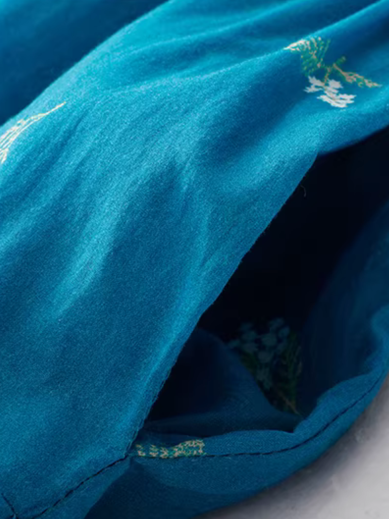 Botanical Print Boho Midi Dress with Tie Waist, Effortlessly Elegant