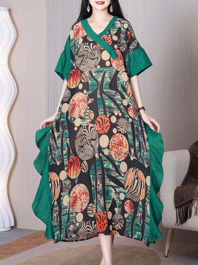 Women's V-neck Kaftan Dress