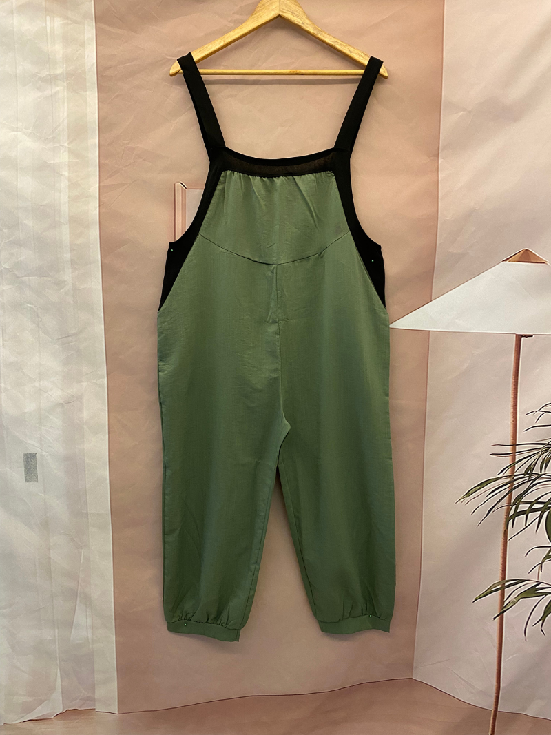 Cropped Hemp Overall Dungarees - Elastic Cuff Design