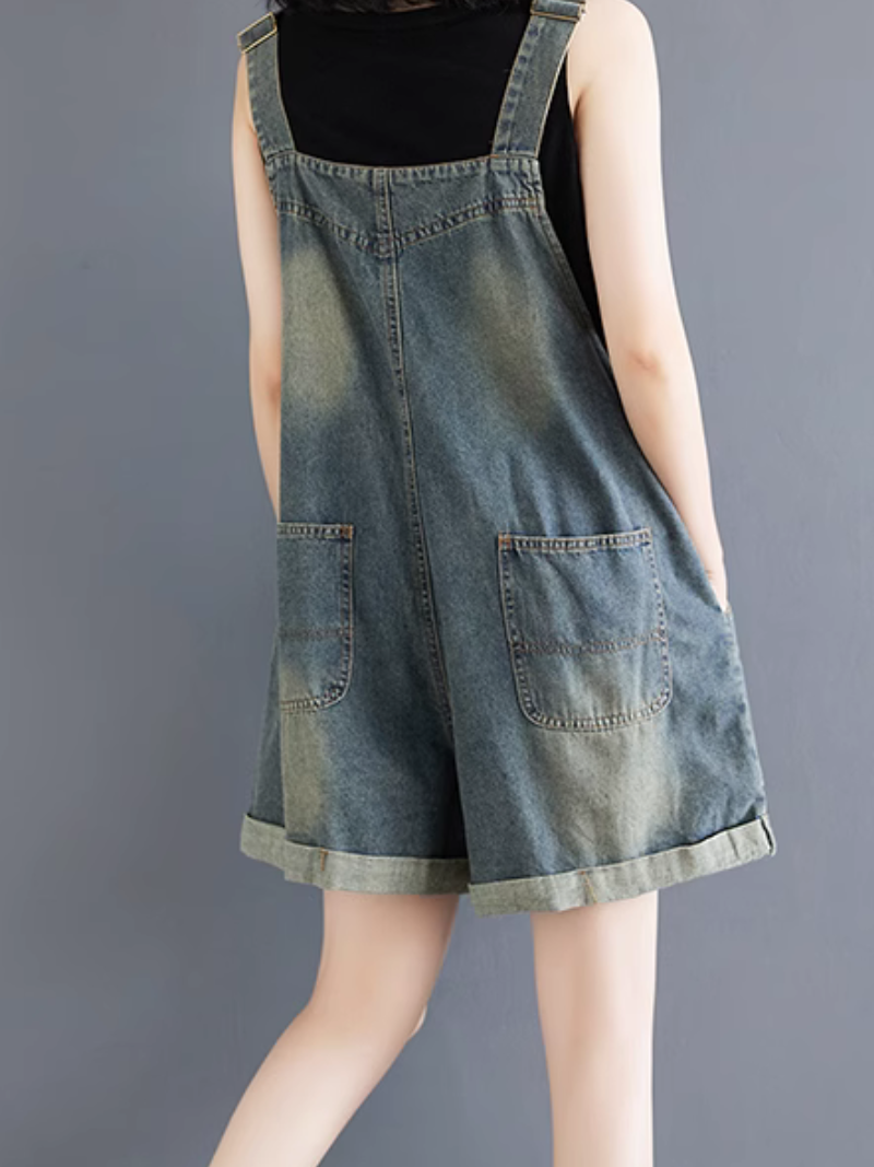 Women's Trendy & Baggy Denim bib's Shorts Overall Dungaree