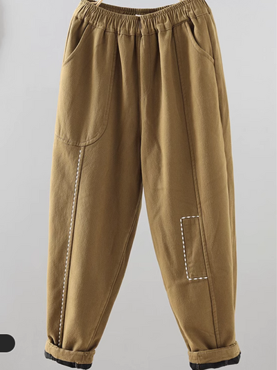 Women's Retro Literary Casual Bottoms Thickened Harem Pants