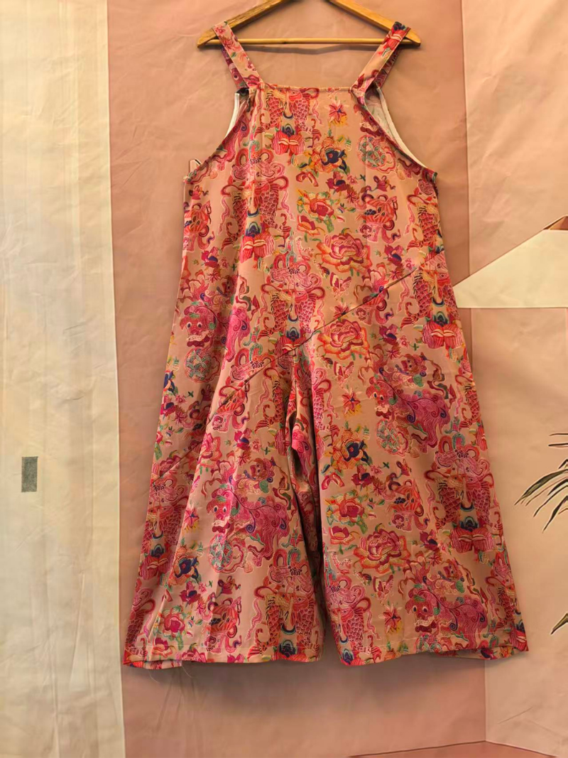 Women's Summer Lightweight Printed Loose Overall Dungaree