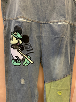 Cartoon Patch Denim Dungaree - Light Wash Relaxed Fit