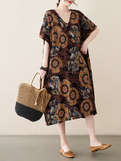 Relaxed Elegance Women's Printed Side Pocket A-line dress