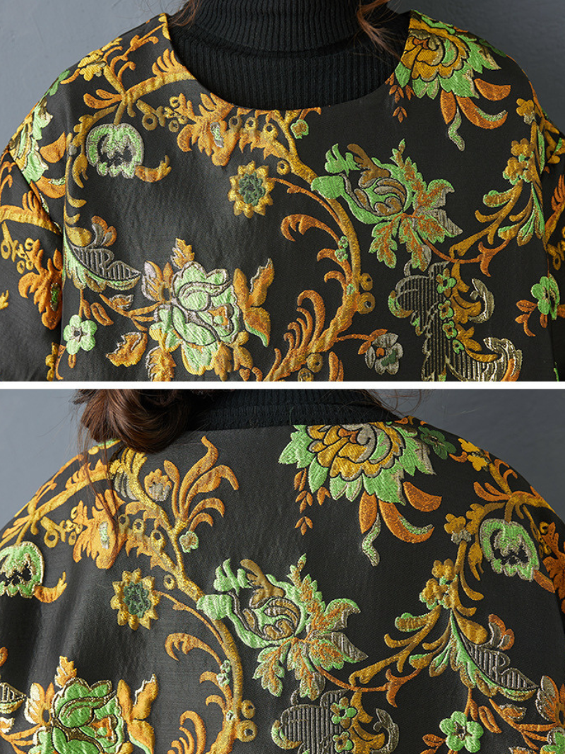 Baroque Jacquard Quilted Midi Dress in a Relaxed Cocoon Silhouette