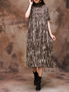 Fashionable Women's Camouflage Half Collar Knitted Midi Dress