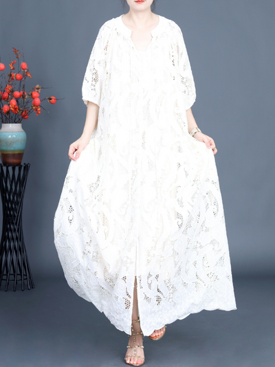 Women's Every Occasion Wear Embroidery Flowers A-Line Dress