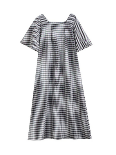 Women's Delightful Square Collar Plaid Loose A-line Dress