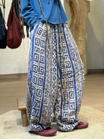 Easygoing Weekend Wide-Leg Pants — Artisanal Print in Cotton Linen Comfort
