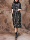 Fashionable Women's Camouflage Half Collar Knitted Midi Dress