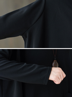 Black Oversized Tunic Top with Sculpted Pockets