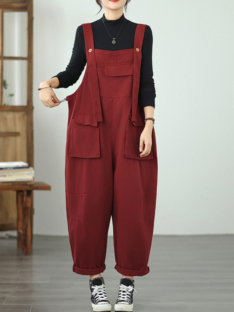Women's Spring & Autumn Lightweight Large Pockets Dungarees