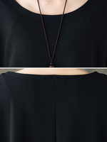 Black Oversized Tunic Top with Sculpted Pockets