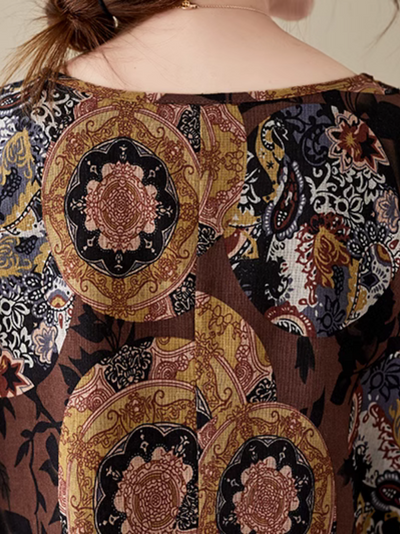 Relaxed Elegance Women's Printed Side Pocket A-line dress