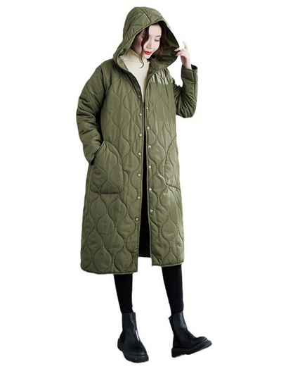 Women's Winter Warm Hooded Button-Up Coat