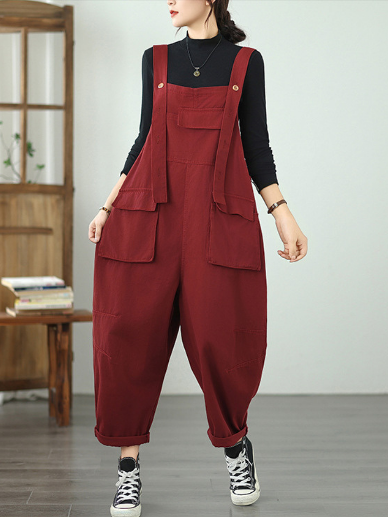 Women's Spring & Autumn Lightweight Large Pockets Dungarees