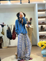 Easygoing Weekend Wide-Leg Pants — Artisanal Print in Cotton Linen Comfort