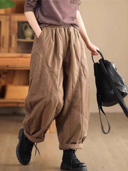 سروال داخلي نسائي دافئ بخصر مطاطي ونقشة مربعات داخلية