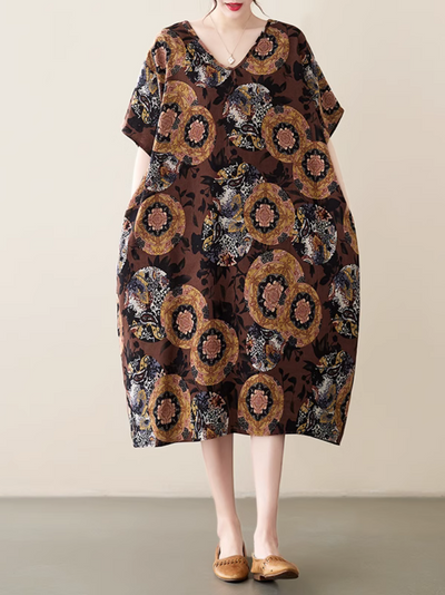 Relaxed Elegance Women's Printed Side Pocket A-line dress