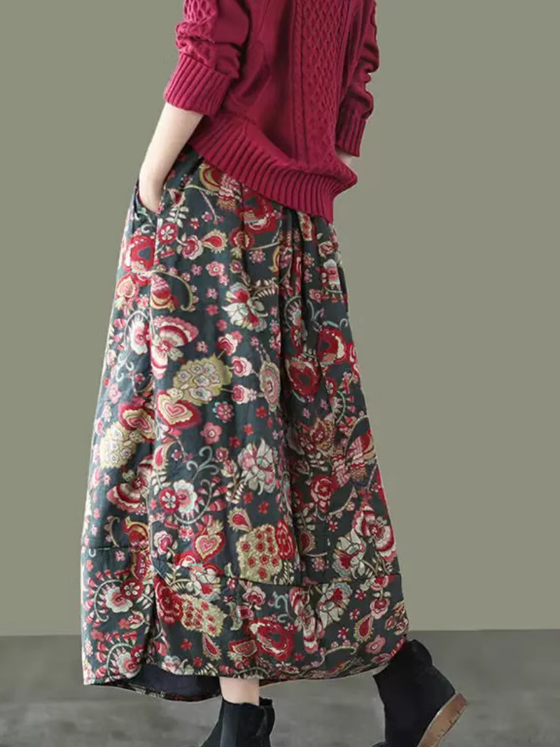 Ditsy Floral Maxi Skirt in 100% Cotton, Effortlessly Chic Elegance