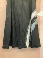 Artsy Asymmetric Brushstroke Midi Dress with Ruffle Panel in Black