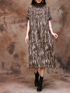 Fashionable Women's Camouflage Half Collar Knitted Midi Dress