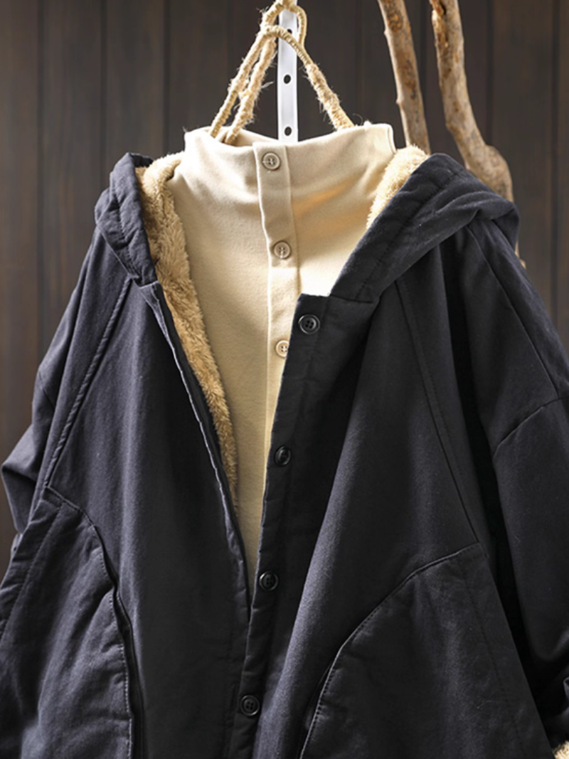 Chic Cotton Hooded Jacket with Plush Lining, Women’s Winter Parka