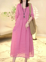 Breezy Weekend Midi — Cotton-Linen Dress with Effortless Fit & Pockets