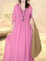 Breezy Weekend Midi — Cotton-Linen Dress with Effortless Fit & Pockets