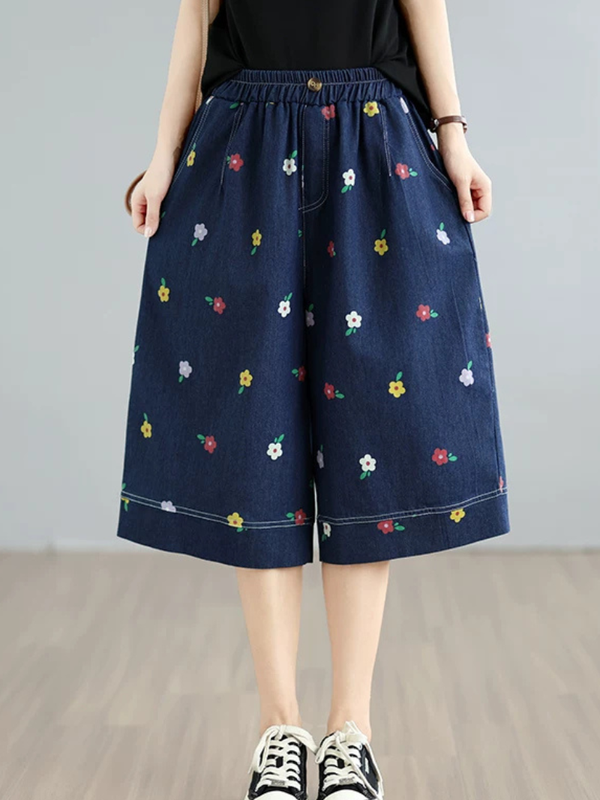 Weekend Ease Denim Culottes — Playful Floral, Effortless Fit and Confidence