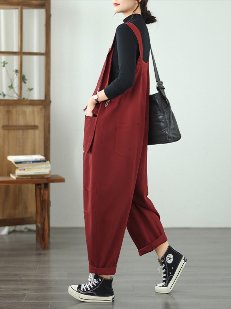 Women's Spring & Autumn Lightweight Large Pockets Dungarees