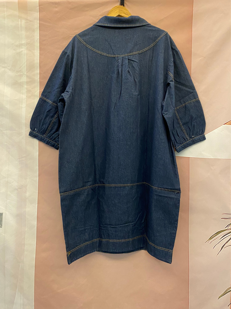 Women's Trendy & Stylish Collar Lapel Blue Midi Dress