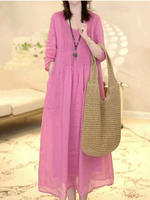 Breezy Weekend Midi — Cotton-Linen Dress with Effortless Fit & Pockets