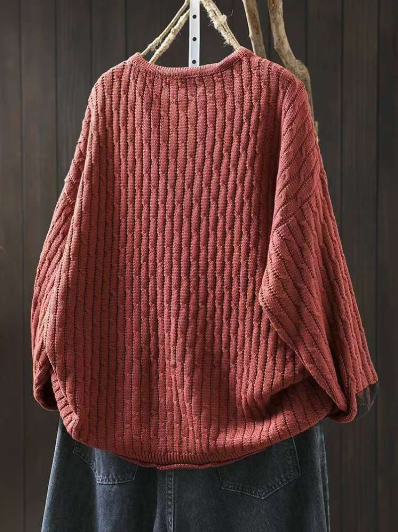 Chic Women’s Cotton Sweater with Contrast Pocket