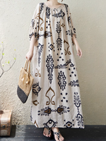 Women's  Summer Beautiful Ethnic Style Printed  Kaftan Dress