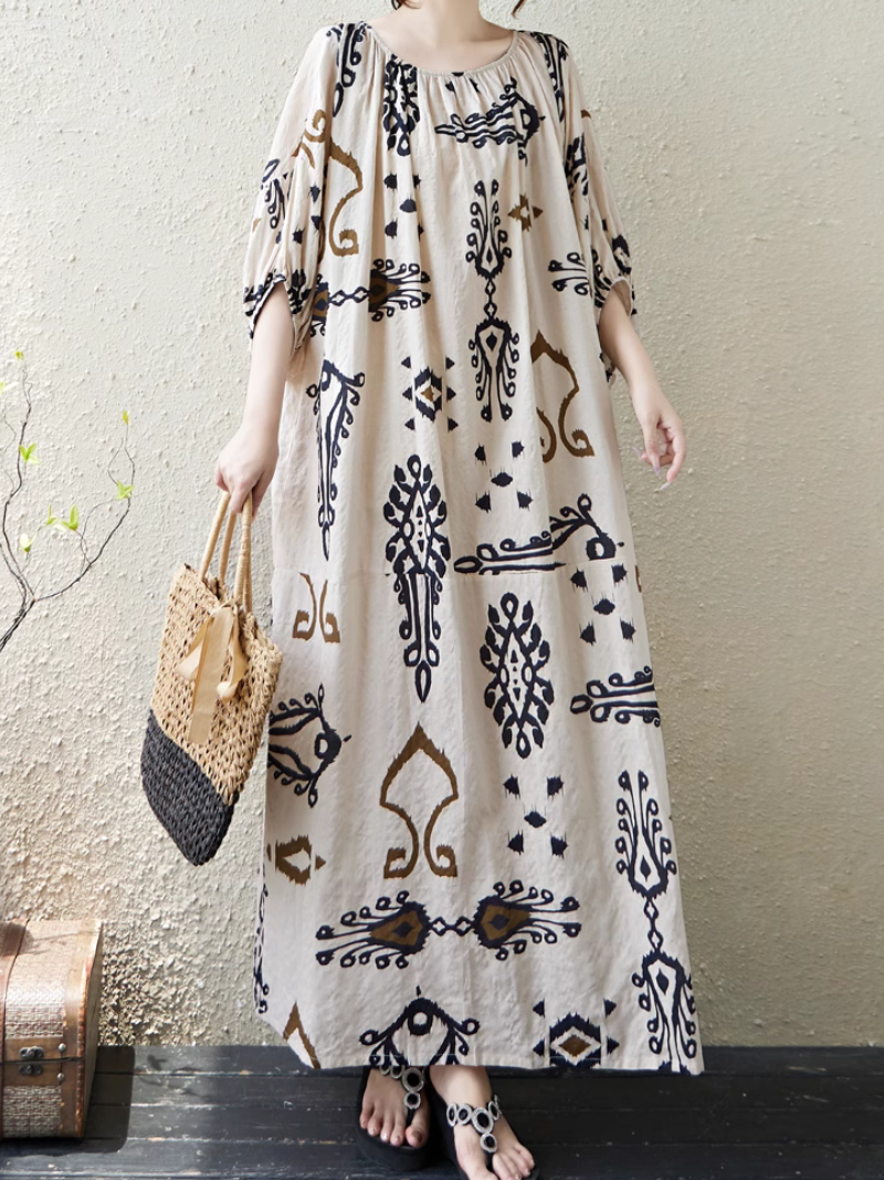 Women's  Summer Beautiful Ethnic Style Printed  Kaftan Dress