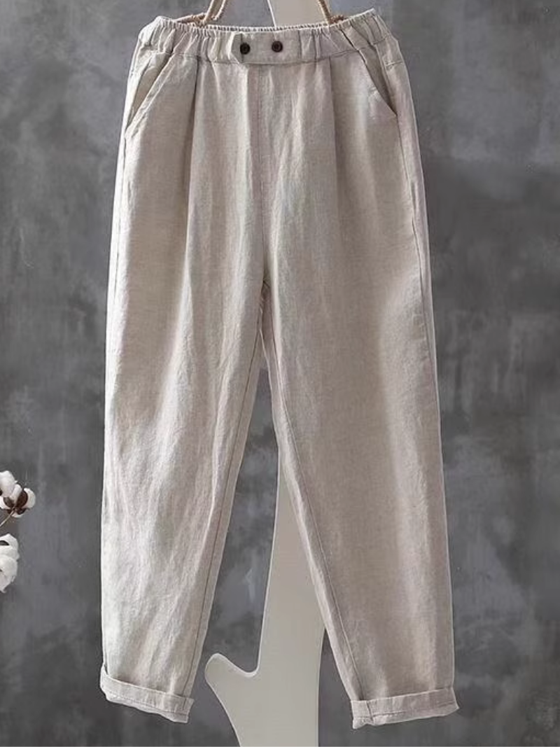 Pantalones de lino de verano para mujeres pantalones casuales delgados