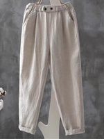 Pantalones de lino de verano para mujeres pantalones casuales delgados
