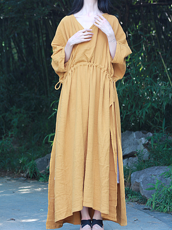 Breezy Garden-Party Wrap Maxi — Double Gauze Cotton, Effortless and Flattering