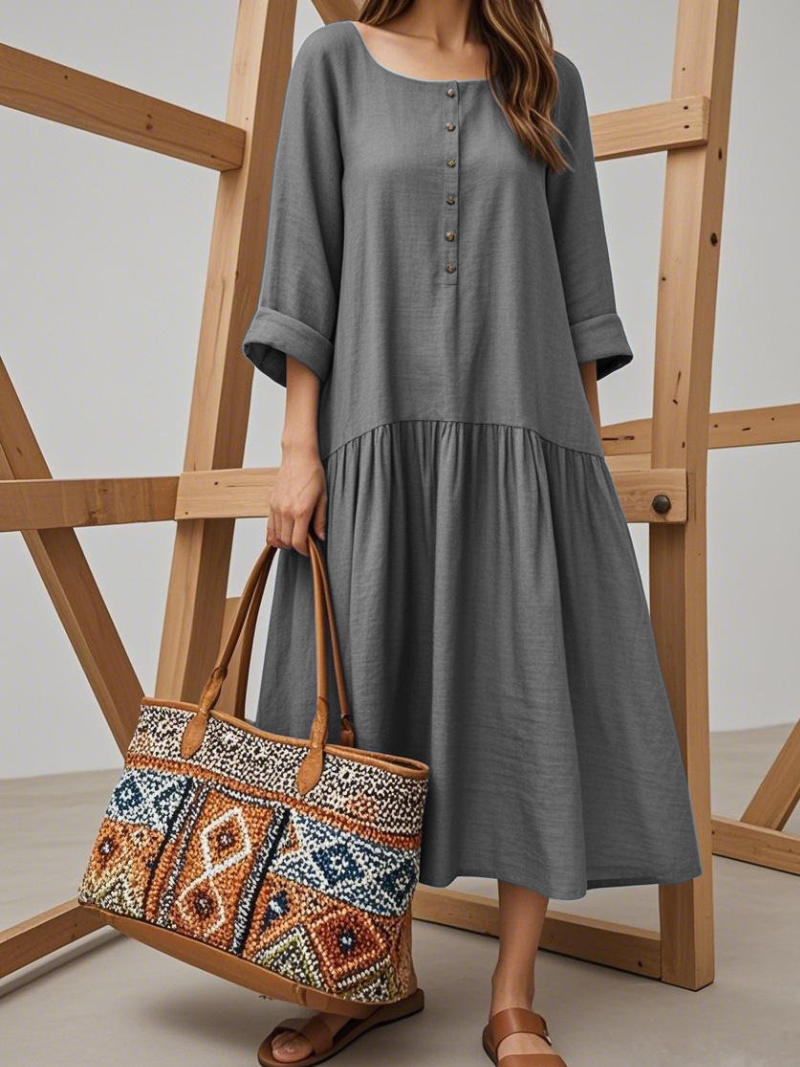 Women's  Summer Beautiful Party Wear Retro Button A-line Dress